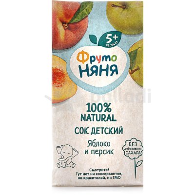 Сок Фруто Няня 200мл яблоко/персик с мякотью 