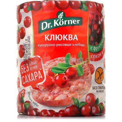 Хлебцы Корнер 90г Кукурузно-рисовые с клюквой