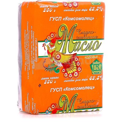 Масло сладко-сливочное 82,5% 250г совхоз Южно-Сахалинский