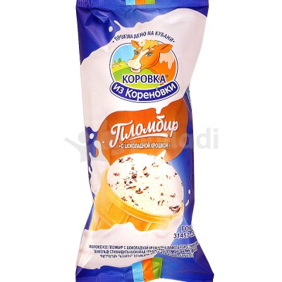 Мороженое Коровка из Кореновки 80г пломбир с шоколадной крошкой