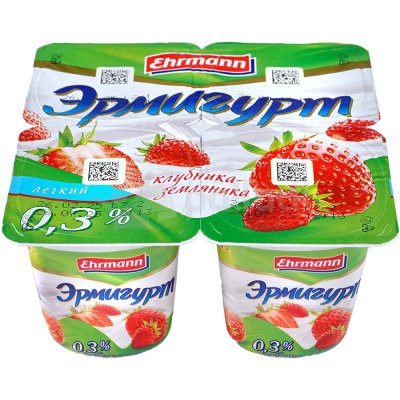 Йогурт Эрмигурт 0,3% клубника/земляника 100г (4шт)