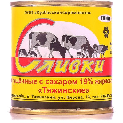 Сливки сгущенные Тяжин 19% 340г 