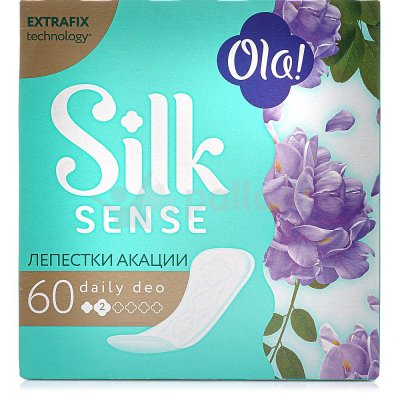 Прокладки гигиенические ежедневные Ola Silk Лепестки акации 60шт