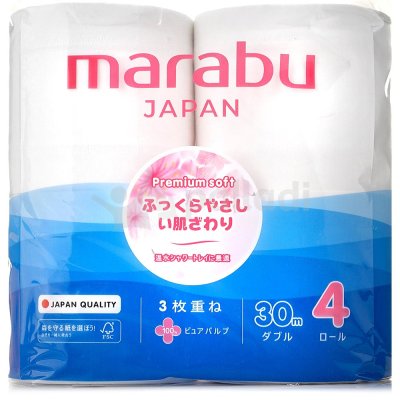 Бумага туалетная MARABU 3-х слойная 30м 4шт