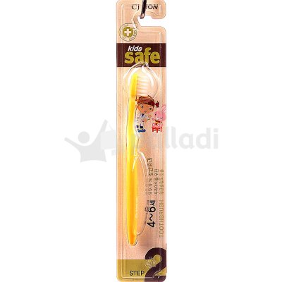 Зубная щетка детская CJ LION Kids Safe 4-6 лет с ионами серебра желтая