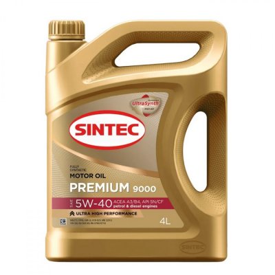 Масло моторное 5W40 A3/B4 SN/CF SINTEC PREMIUM 9000 4л синтетическое
          Артикул: 600107