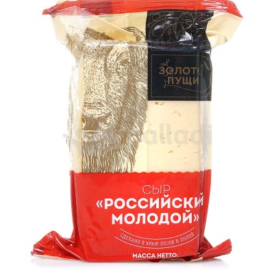 Сыр Золото пущи Российский молодой  50% 200г фасованный Беларусь