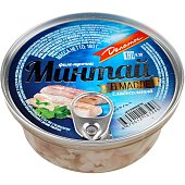 Минтай филе-кусочки с/с в масле 180г Делатос