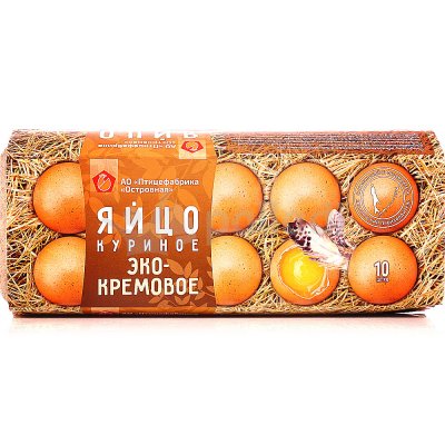 Яйцо Эко Деревенское (кремовое) 1десяток Птицефабрика Островная 