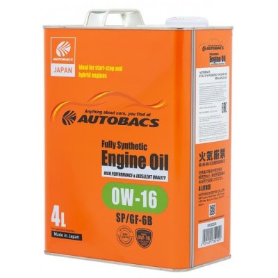 Моторное масло 0W16 SP/GF-6B AUTOBACS ENGINE OIL FS 4л
          Артикул: A00032226