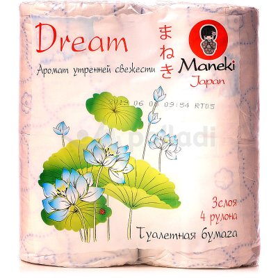 Бумага туалетная Maneki Dream Аромат утренней свежести 3сл. 23м, 4 рулона  Япония