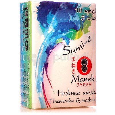 Платочки бумажные Maneki Sumi-e 3-х слойные 10шт