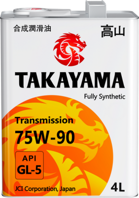 Масло трансмиссионное 75W90 GL-5 TAKAYAMA Transmission 4л (металл) синтетическое
          Артикул: 605593