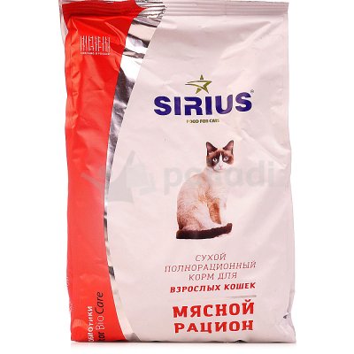 Корм сухой для кошек Мясной рацион 1,5 кг Sirius