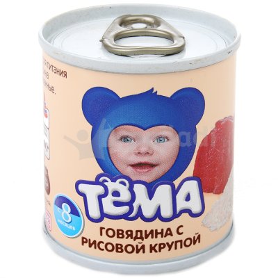 Мясное пюре Тема 100г говядина с рисом