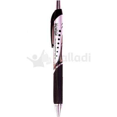 Ручка гелевая автоматическая черная с резиновой манжетой 0,5мм Attache selection Galaxy 389766
