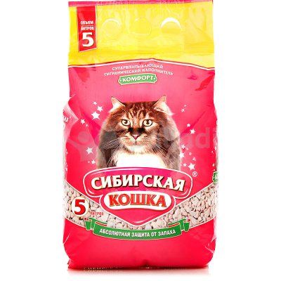 Наполнитель для кошачьих туалетов впитывающий Сибирская кошка Комфорт 5л