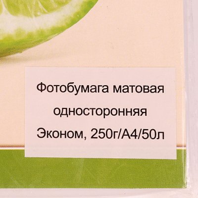 Фотобумага Эконом А4/250г/50л матовая односторонняя 10-00023260