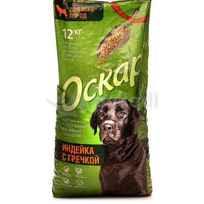 Сухой корм для взрослых собак Индейка с гречкой 12кг ОСКАР