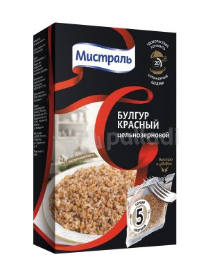 Крупа Мистраль 5*80г Булгур красный цельнозерновой