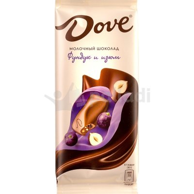 Шоколад Dove молочный 90гр с изюм/фундук