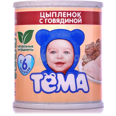 Мясное пюре Тема 100г цыпленок с говядиной