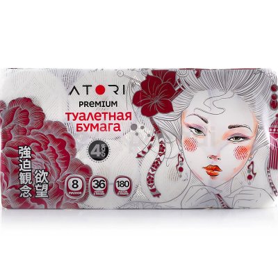 Бумага туалетная ATORI PREMIUM 4сл. 36м, 8 рулонов