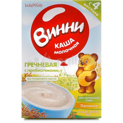 Каша Винни 200г молочная гречневая с пребиотиками с 4 месяцев