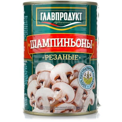 Грибы Главпродукт Шампиньоны резаные 400г ж/б