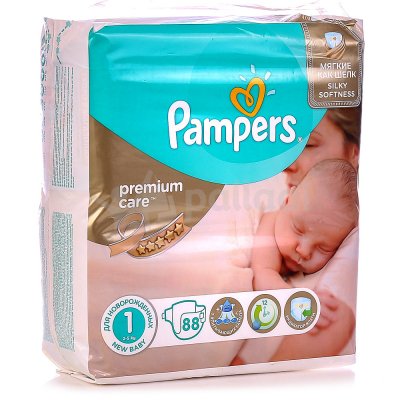 Подгузники PAMPERS Premium Care 1 Newborn для новорожденных  2-5кг 88шт