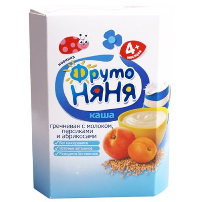 Каша Фруто няня 200г гречневая с молоком, персиком  и абрикосом