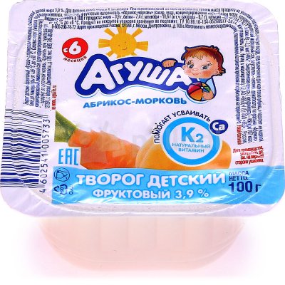 Творожок Агуша 3,9% 100г абрикос/морковь