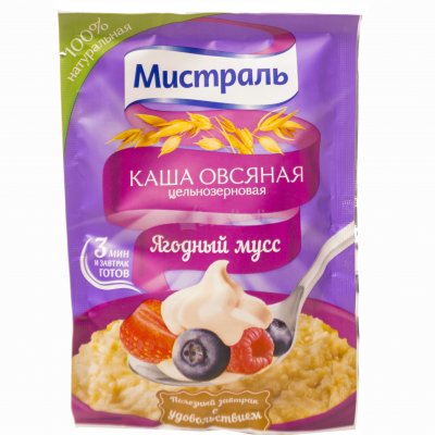 Каша Мистраль 40г овсяная Ягодный мусс