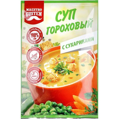 Суп Maestro GUSTEN 16г гороховый с сухариками