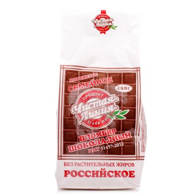Мороженое Чистая линия 450г пломбир шоколадный 