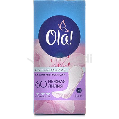 Прокладки гигиенические ежедневные Ola Silk с ароматом лилии 60шт супертонкие