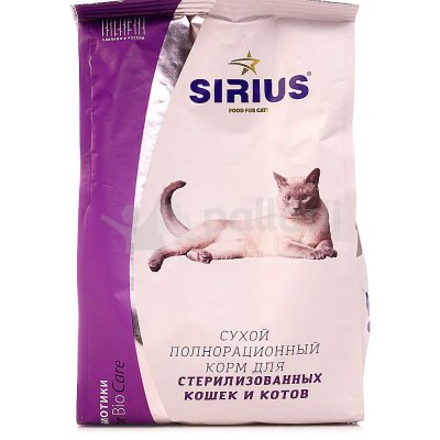 Корм сухой для стерилизованных Кошек и котов 0,4 кг Sirius