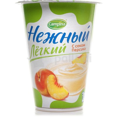 Йогурт Нежный 0,1% 320г с соком персика стакан 