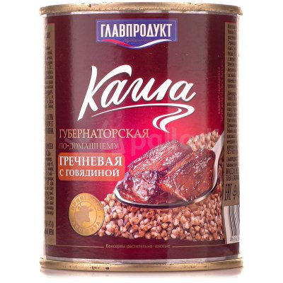 Каша ГлавПродукт гречневая с говядиной 340г ж/б 1/20