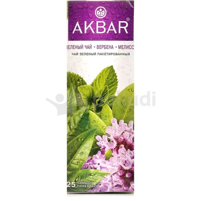 Чай Акбар зеленый 25пак Вербена и мелисса