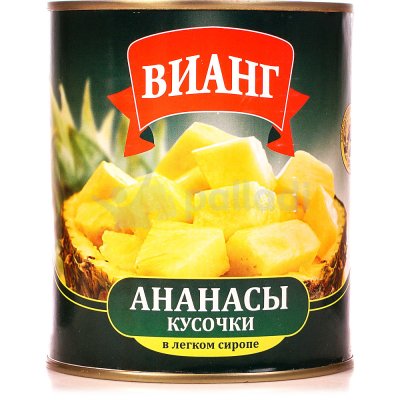 Компот Вианг 830г Ананасы кусочки ж/б