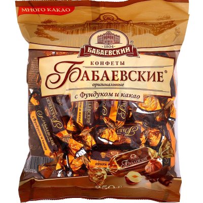 Конфеты Бабаевский 200г Оригинальные с фундуком и какао 1/10