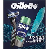 Набор подарочный Гель для бритья GILLETTE Успокаивающий 75мл+Бритва MACH3 TURBO