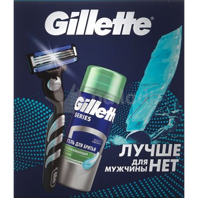 Набор подарочный Гель для бритья GILLETTE Успокаивающий 75мл+Бритва MACH3 TURBO