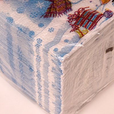 Салфетки бумажные 24*24см Снеговик 100шт
