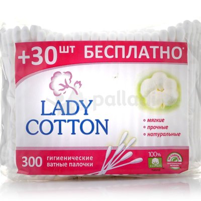 Палочки ватные LADY COTTON в пакете 300шт 