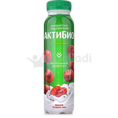 АктиБио 260г биойогурт питьевой Вишня/семена чиа