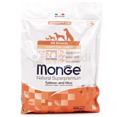 Monge Dog Superpremium Speciality Puppy Junior Корм для щенков всех пород Лосось с рисом 800г 1266