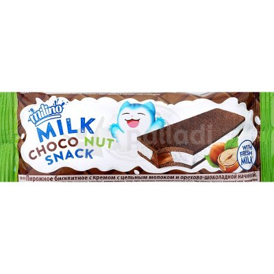 Пирожное Milk Snack Milino 30г бисквитное орехово-шоколадное