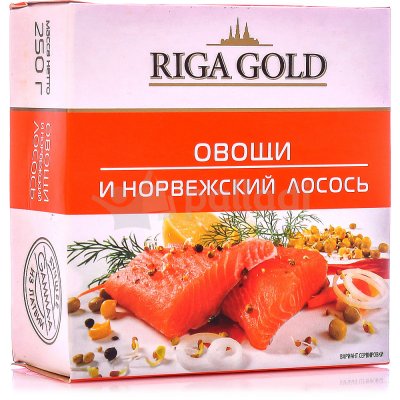 Овощи и Норвежский лосось 250г RIGA GOLD ж/б